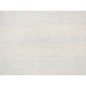 2'7"x12' Light Blue, Grass Design Gabbeh, Wool and Silk, Hand Knotted Oriental Runner Rug FWR483048