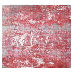 15'3"x16'6" Imperial Red, Modern Abstract Galaxy Design Persian Knot, Pure Soft Wool Hand Knotted, XL Square Oriental Rug FWR483090