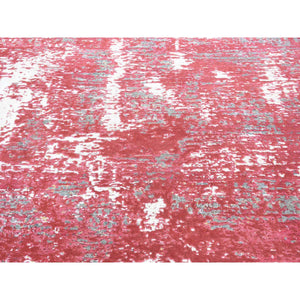 15'3"x16'6" Imperial Red, Modern Abstract Galaxy Design Persian Knot, Pure Soft Wool Hand Knotted, XL Square Oriental Rug FWR483090