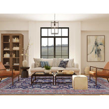 Load image into Gallery viewer, 9&#39;2&quot;x12&#39; Midnight Blue, New Persian Kashan All Over Design, Organic Wool Hand Knotted, Oriental Rug FWR483168