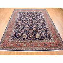 Load image into Gallery viewer, 9&#39;2&quot;x12&#39; Midnight Blue, New Persian Kashan All Over Design, Organic Wool Hand Knotted, Oriental Rug FWR483168
