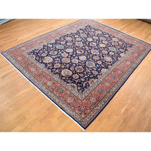 Load image into Gallery viewer, 9&#39;2&quot;x12&#39; Midnight Blue, New Persian Kashan All Over Design, Organic Wool Hand Knotted, Oriental Rug FWR483168