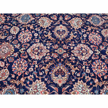 Load image into Gallery viewer, 9&#39;2&quot;x12&#39; Midnight Blue, New Persian Kashan All Over Design, Organic Wool Hand Knotted, Oriental Rug FWR483168
