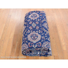 Load image into Gallery viewer, 9&#39;2&quot;x12&#39; Midnight Blue, New Persian Kashan All Over Design, Organic Wool Hand Knotted, Oriental Rug FWR483168