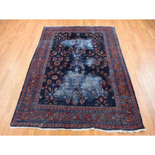 Load image into Gallery viewer, 7&#39;x9&#39;6&quot; Midnight Blue, Antique Persian Mahal With Extensive Wear, Distressed Pure Wool Hand Knotted, Oriental Rug FWR483186