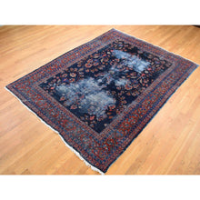 Load image into Gallery viewer, 7&#39;x9&#39;6&quot; Midnight Blue, Antique Persian Mahal With Extensive Wear, Distressed Pure Wool Hand Knotted, Oriental Rug FWR483186