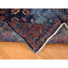 Load image into Gallery viewer, 7&#39;x9&#39;6&quot; Midnight Blue, Antique Persian Mahal With Extensive Wear, Distressed Pure Wool Hand Knotted, Oriental Rug FWR483186