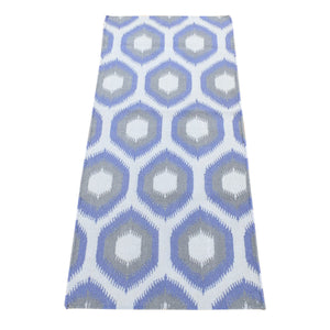 2'5"x6' Silver Gray, Hand Woven Kilim Geometric Design, Flat Weave Natural Wool, Reversible Runner Oriental Rug FWR483204