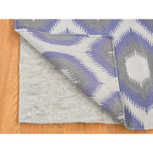 Load image into Gallery viewer, 2&#39;5&quot;x6&#39; Silver Gray, Hand Woven Kilim Geometric Design, Flat Weave Natural Wool, Reversible Runner Oriental Rug FWR483204