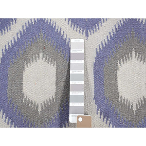 2'5"x6' Silver Gray, Hand Woven Kilim Geometric Design, Flat Weave Natural Wool, Reversible Runner Oriental Rug FWR483204