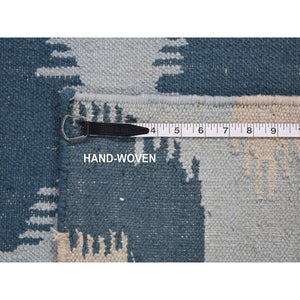 2'5"x6' Light Turquoise, Extra Soft Wool Hand Woven, Kilim Geometric Design Flat Weave, Reversible Runner Oriental Rug FWR483210