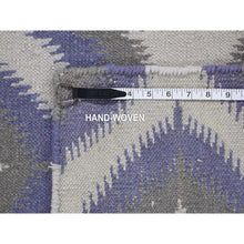 Load image into Gallery viewer, 4&#39;2&quot;x6&#39; Silver Gray, Hand Woven Kilim Geometric Design, Flat Weave Pure Wool, Reversible Oriental Rug FWR483246