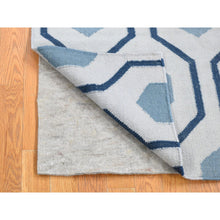 Load image into Gallery viewer, 2&#39;7&quot;x6&#39; Ivory, Soft Wool Hand Woven, Kilim Geometric Design Flat Weave, Reversible Runner Oriental Rug FWR483252