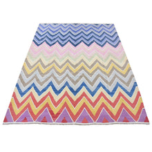 Load image into Gallery viewer, 8&#39;x10&#39; Colorful, Afghan Kilim with Chevron Design, Flat Weave Vegetable Dyes, Soft Wool Hand Woven, Reversible Oriental Rug FWR483288