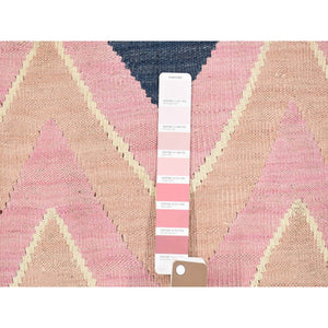 8'x10' Colorful, Afghan Kilim with Chevron Design, Flat Weave Vegetable Dyes, Soft Wool Hand Woven, Reversible Oriental Rug FWR483288