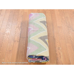 8'x10' Colorful, Afghan Kilim with Chevron Design, Flat Weave Vegetable Dyes, Soft Wool Hand Woven, Reversible Oriental Rug FWR483288