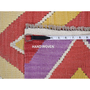 8'x10' Colorful, Afghan Kilim with Chevron Design, Flat Weave Vegetable Dyes, Soft Wool Hand Woven, Reversible Oriental Rug FWR483288