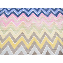 Load image into Gallery viewer, 8&#39;x10&#39; Colorful, Extra Soft Wool Hand Woven, Afghan Kilim with Chevron Design Flat Weave, Vegetable Dyes, Reversible Oriental Rug FWR483300