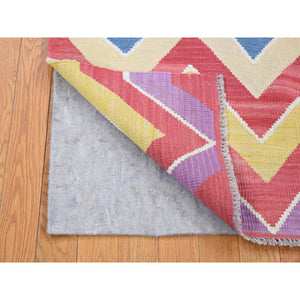 8'x10' Colorful, Extra Soft Wool Hand Woven, Afghan Kilim with Chevron Design Flat Weave, Vegetable Dyes, Reversible Oriental Rug FWR483300