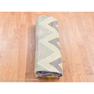 8'x10' Colorful, Extra Soft Wool Hand Woven, Afghan Kilim with Chevron Design Flat Weave, Vegetable Dyes, Reversible Oriental Rug FWR483300