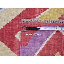 Load image into Gallery viewer, 8&#39;x10&#39; Colorful, Extra Soft Wool Hand Woven, Afghan Kilim with Chevron Design Flat Weave, Vegetable Dyes, Reversible Oriental Rug FWR483300
