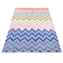 Load image into Gallery viewer, 5&#39;9&quot;x8&#39; Colorful, Afghan Kilim with Chevron Design Flat Weave Vegetable Dyes, Organic Wool Hand Woven, Reversible Oriental Rug FWR483318