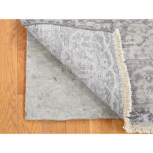 Load image into Gallery viewer, 2&#39;x3&#39; Silver Gray, Modern Broken Design, Plant Based Silk Hand Knotted, Mat Oriental Rug FWR483348