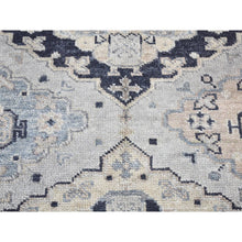 Load image into Gallery viewer, 3&#39;x3&#39; Timberwolf Gray, Pure Wool Hand Knotted, Oushak Design Sample Fragment Supple Collection, Thick and Plush, Square Oriental Rug FWR483366
