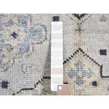 Load image into Gallery viewer, 3&#39;x3&#39; Timberwolf Gray, Pure Wool Hand Knotted, Oushak Design Sample Fragment Supple Collection, Thick and Plush, Square Oriental Rug FWR483366
