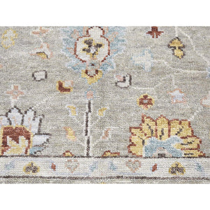 3'1"x3'1" Tan Color, Thick and Plush Soft Wool, Hand Knotted Oushak Design Sample Fragment, Supple Collection, Square Oriental Rug FWR483372