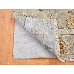 3'1"x3'1" Tan Color, Thick and Plush Soft Wool, Hand Knotted Oushak Design Sample Fragment, Supple Collection, Square Oriental Rug FWR483372
