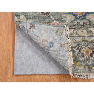 3'2"x3'2" Ash Gray, Supple Collection Thick and Plush, Organic Wool Hand Knotted, Oushak Design Sample Fragment, Square Oriental Rug FWR483378