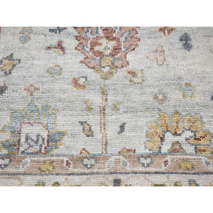 3'1"x3'1" Light Gray, Oushak Design Sample Fragment, Supple Collection Thick and Plush, Natural Wool Hand Knotted, Square Oriental Rug FWR483384