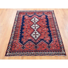 Load image into Gallery viewer, 5&#39;5&quot;x7&#39; Blush Red, Vintage Persian Bakhtiari with a Distinct Abrash, Full Pile, Pure Wool, Hand Knotted Oriental Rug FWR483420