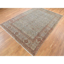 Load image into Gallery viewer, 8&#39;6&quot;x12&#39;1&quot; Beige, Antique Persian Tabriz with Scroll and Rosettes Design, Good Condition, Even Wear, Hand Knotted Pure Wool Oriental Rug FWR483534