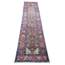 Load image into Gallery viewer, 3&#39;x13&#39;6&quot; Almond Brown, Antique Persian Bakshaish, Excellent Condition, Hand Knotted, Pure Wool Runner Oriental Rug FWR483552