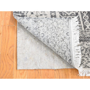 2'1"x2'1" Goose Gray, Undyed Natural Wool with Mamluk Design, 100%Wool Hand Knotted, Square Oriental Rug FWR483642
