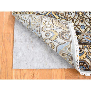 2'x3'2" Platinum Gray, Rajasthan with All Over Design, Hand Knotted 100% Wool, Mat Fragment Sample Oriental Rug FWR483678