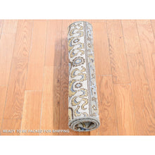 Load image into Gallery viewer, 2&#39;x3&#39;2&quot; Platinum Gray, Rajasthan with All Over Design, Hand Knotted 100% Wool, Mat Fragment Sample Oriental Rug FWR483678