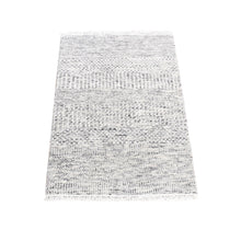 Load image into Gallery viewer, 2&#39;x3&#39; Silver Gray, Hand Knotted Modern Grass Design, Undyed Natural Wool, Mat Sample Oriental Rug FWR483696