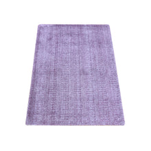 Load image into Gallery viewer, 2&#39;x3&#39; Ultra Violet, Tone on Tone Modern Design, Pure Wool Hand Loomed, Mat Oriental Rug FWR483726