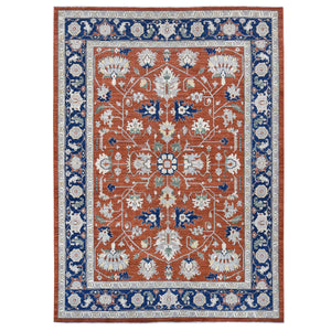 10'x13'10" Honey Brown, Antiqued Peshawar Heriz with All Over Design, Hand Knotted Pure Wool, Oriental Rug FWR483762