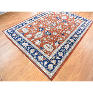 10'x13'10" Honey Brown, Antiqued Peshawar Heriz with All Over Design, Hand Knotted Pure Wool, Oriental Rug FWR483762