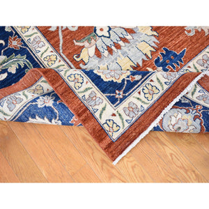 10'x13'10" Honey Brown, Antiqued Peshawar Heriz with All Over Design, Hand Knotted Pure Wool, Oriental Rug FWR483762