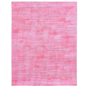 9'1"x11'10" Watermelon Pink Overdyed with Textured Wool, Hand Knotted Modern Design, Oriental Rug FWR483768