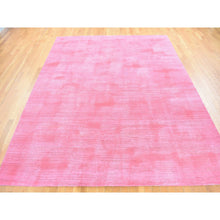 Load image into Gallery viewer, 9&#39;1&quot;x11&#39;10&quot; Watermelon Pink Overdyed with Textured Wool, Hand Knotted Modern Design, Oriental Rug FWR483768