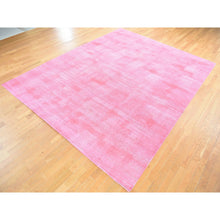 Load image into Gallery viewer, 9&#39;1&quot;x11&#39;10&quot; Watermelon Pink Overdyed with Textured Wool, Hand Knotted Modern Design, Oriental Rug FWR483768