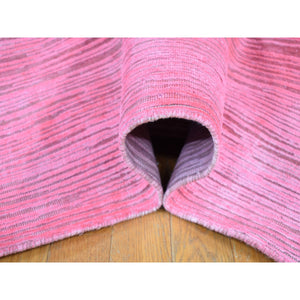 9'1"x11'10" Watermelon Pink Overdyed with Textured Wool, Hand Knotted Modern Design, Oriental Rug FWR483768