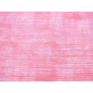 9'1"x11'10" Watermelon Pink Overdyed with Textured Wool, Hand Knotted Modern Design, Oriental Rug FWR483768