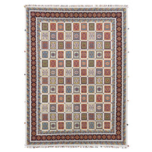 Load image into Gallery viewer, 10&#39;x14&#39; Ivory, Pure Wool Hand Knotted, Hi-Lo Pile Neem Buft Soumak Garden Design, Oriental Rug FWR483822